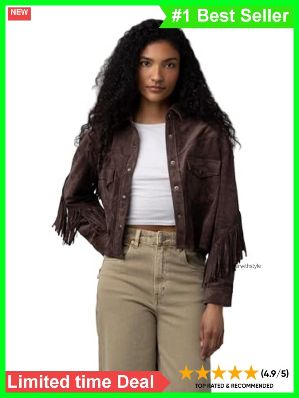 Faux Suede Fringe Shirt Jacket Snap Front Western Style